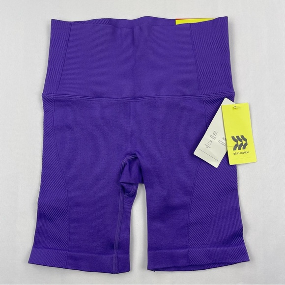 All In Motion Biker Shorts Womens S Seamless Core Hi Rise Compression Purple NWT - Picture 1 of 9